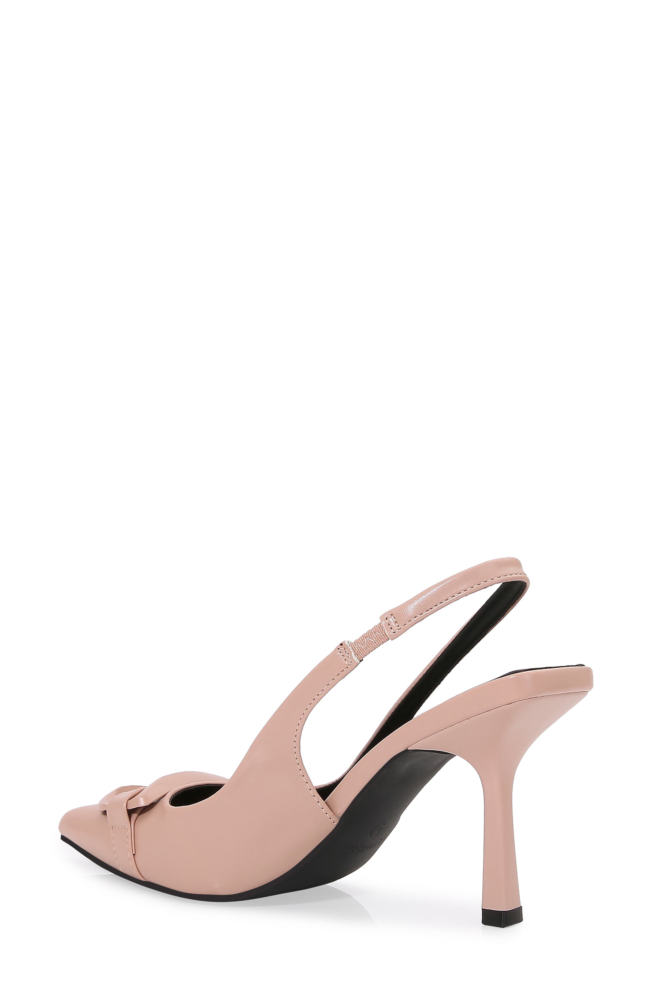 Buckled Pointed Toe Slingback Pump, Alternate, color, BEIGE