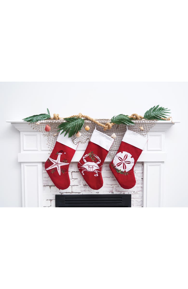 C&F Home 8.5" x 20" Holiday Starfish with Santa Hat Christmas Stocking, Alternate, color,