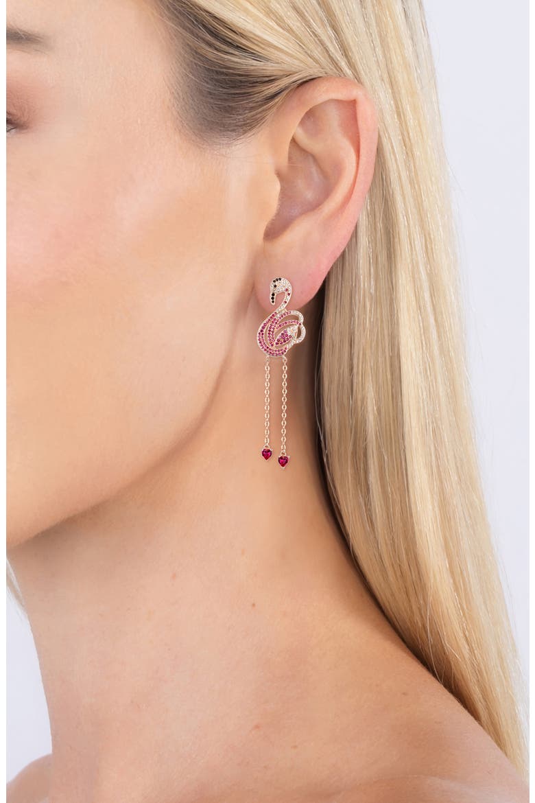 Pink Flamingo Drop Earrings, Alternate, color, GOLD