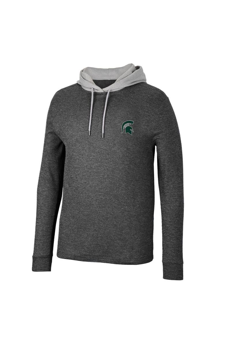 COLOSSEUM Men's Colosseum Black Michigan State Spartans Ballot Waffle-Knit Thermal Long Sleeve Hoodie T-Shirt, Alternate, color, Black