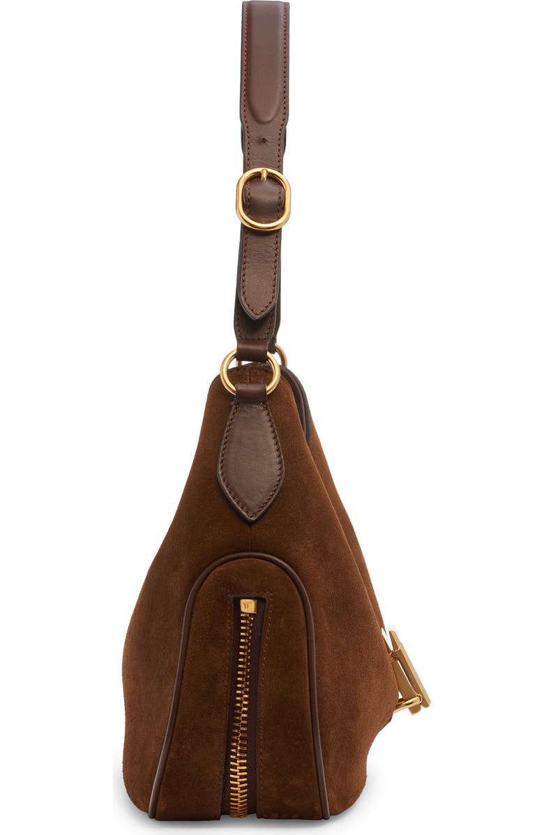 TOM FORD Monarch Medium Suede Hobo Bag, Alternate, color,