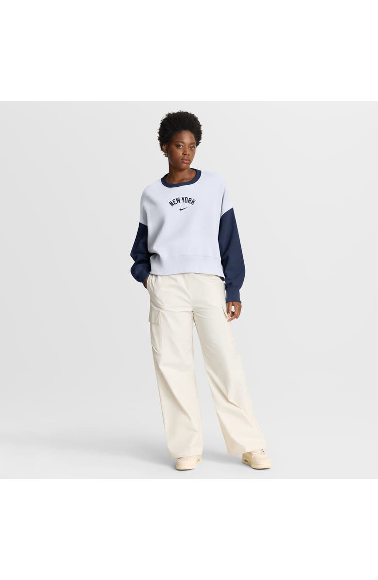 Nike Women's Nike White/Navy New York Yankees Oversized High Hip Fleece Sweatshirt, Alternate, color, White
