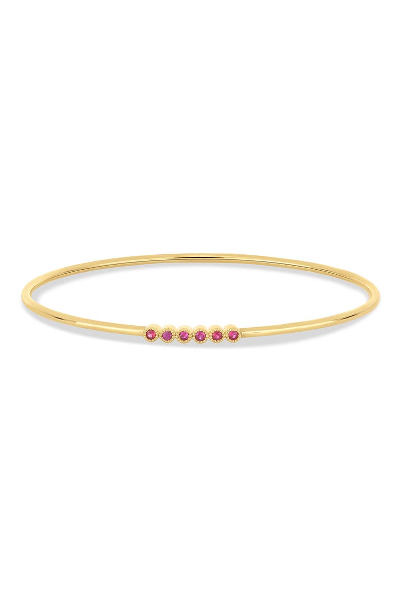 18K Gold El Mar Gemstone Bangle Bracelet (Online Trunk Show), Main, color, 18K YELLOW GOLD/ RUBY