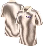Nike Men's Nike Cream LSU Tigers Solid Foundation Striped Performance Polo