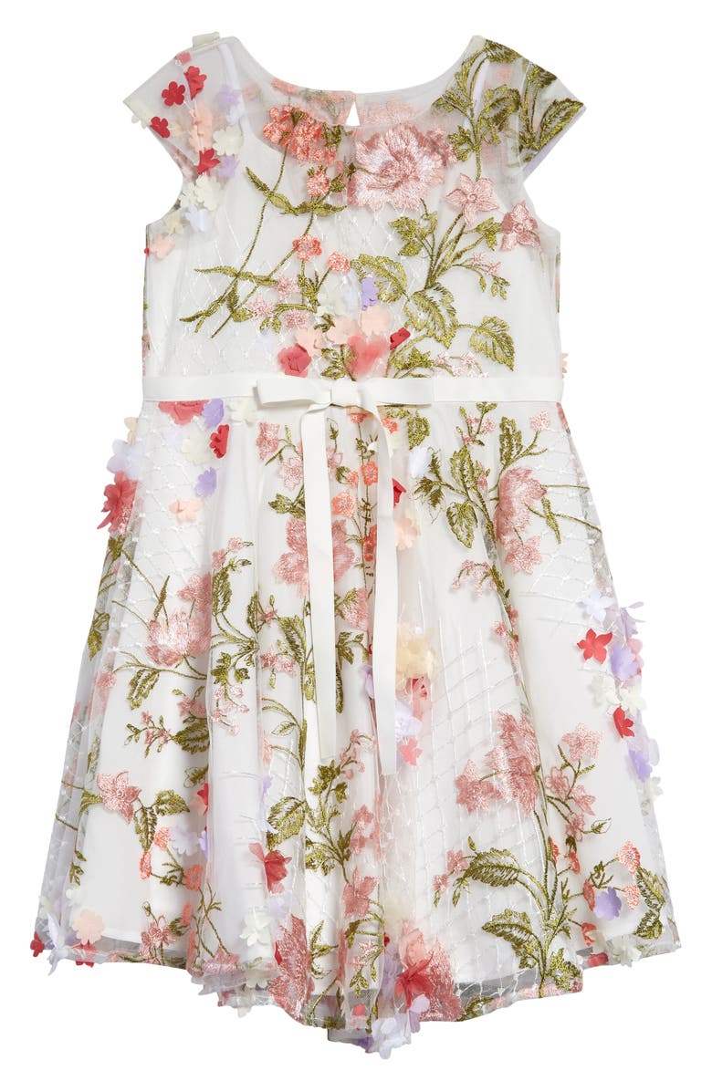 Marchesa Kids' Floral Embroidered Mesh Dress, Main, color, 