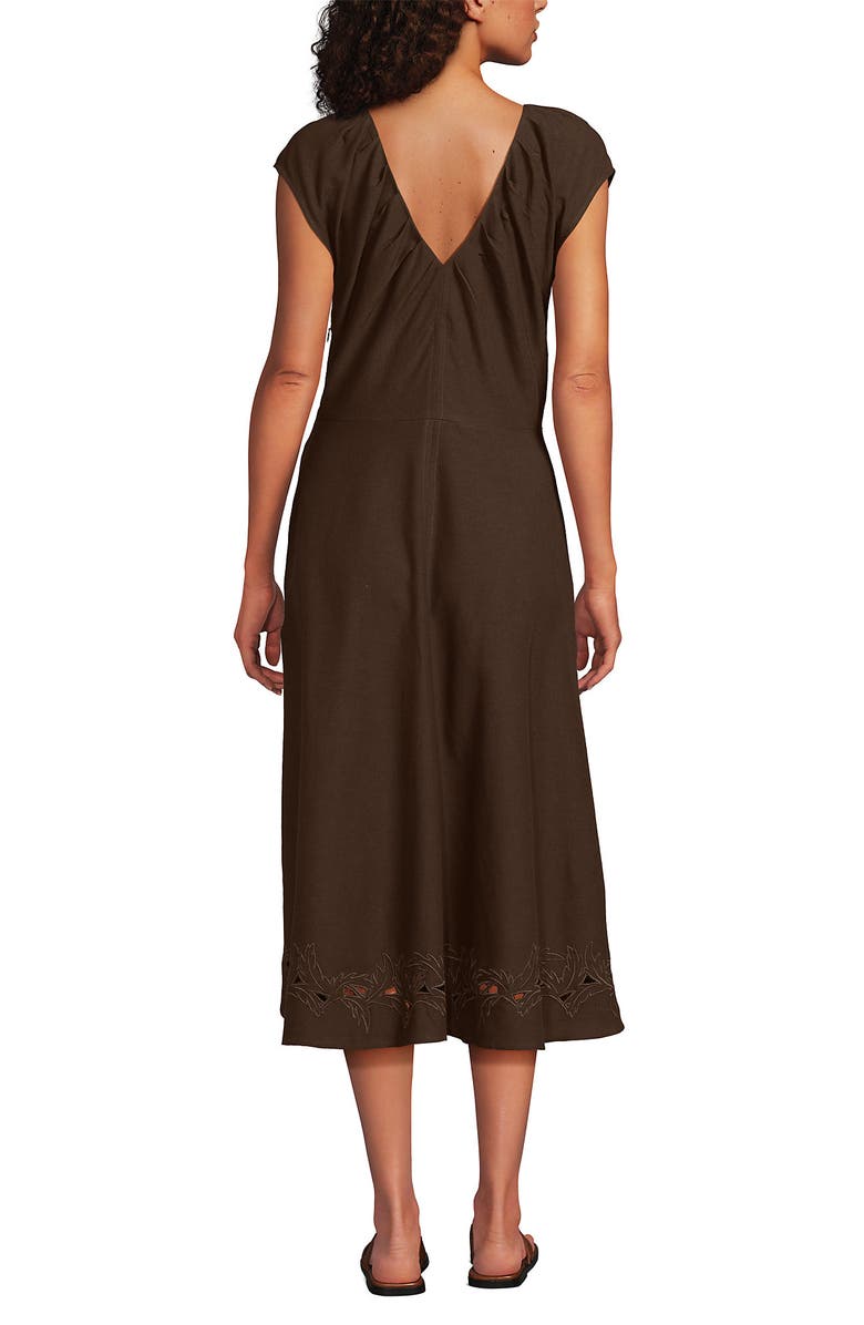 Lands
 End Cotton Blend Short Sleeve Midi Dress with Cutwork, Alternate, color, 