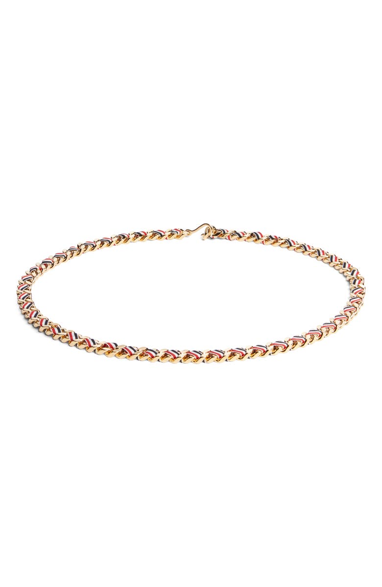 Thom Browne RWB Grosgrain Chain Belt, Main, color, Gold Low Lead Nikel Free 703