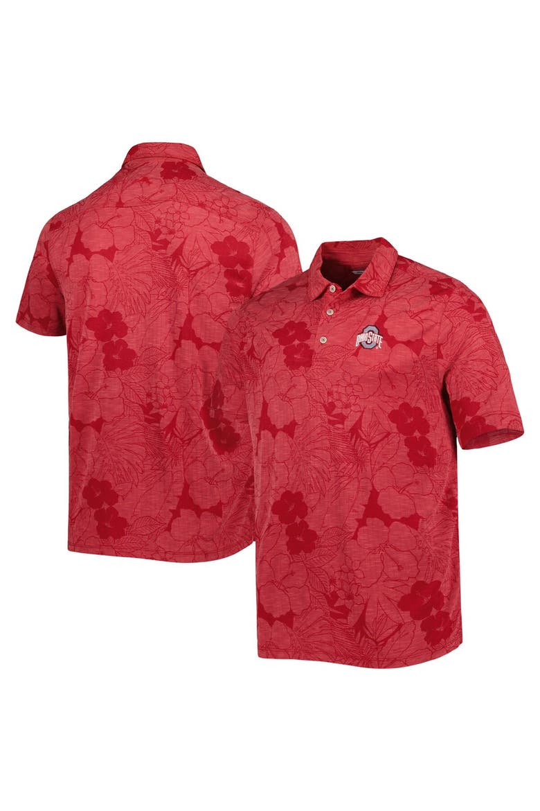 Men's Tommy Bahama Scarlet Ohio State Buckeyes Miramar Blooms Polo, Alternate, color, Scarlet