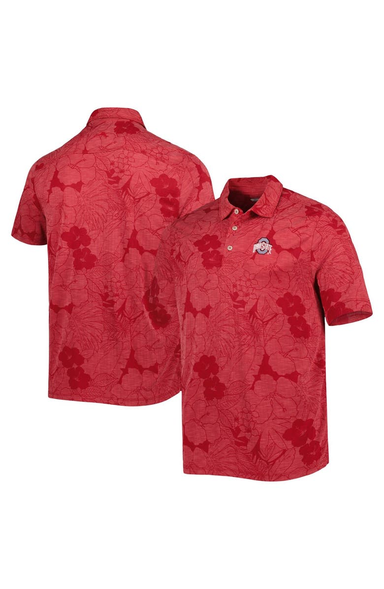 Tommy Bahama Men's Tommy Bahama Scarlet Ohio State Buckeyes Miramar Blooms Polo, Alternate, color, 