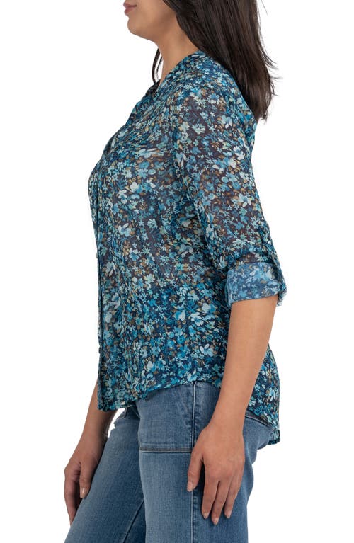 Kut From The Kloth Jasmine Chiffon Button-up Shirt In Amboise Navy Magenta