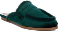 Rag & Co Malta Faux Fur Trim Velvet Mule