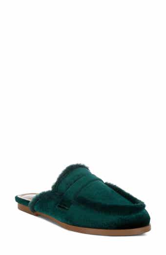 Rag & Co Malta Faux Fur Trim Velvet Mule