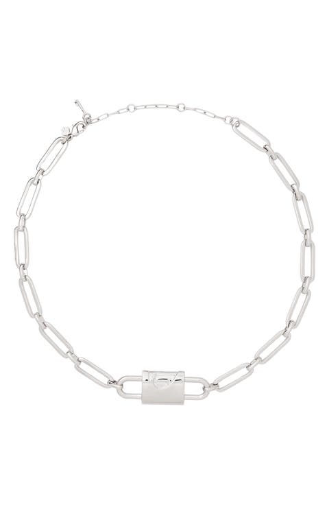 Padlock Paperclip Chain Necklace
