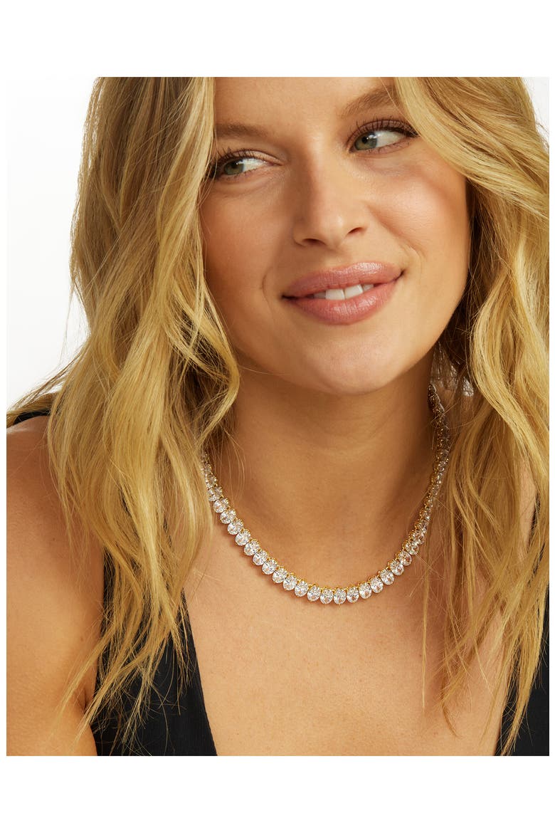 Hello Gorgeous Tennis Necklace, Alternate, color, GOLD-WHITE