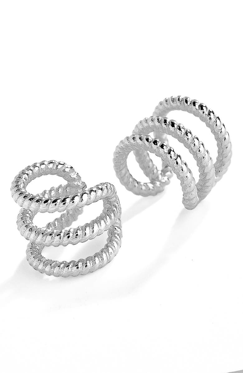 Sterling Forever Braided Ear Cuffs, Main, color,