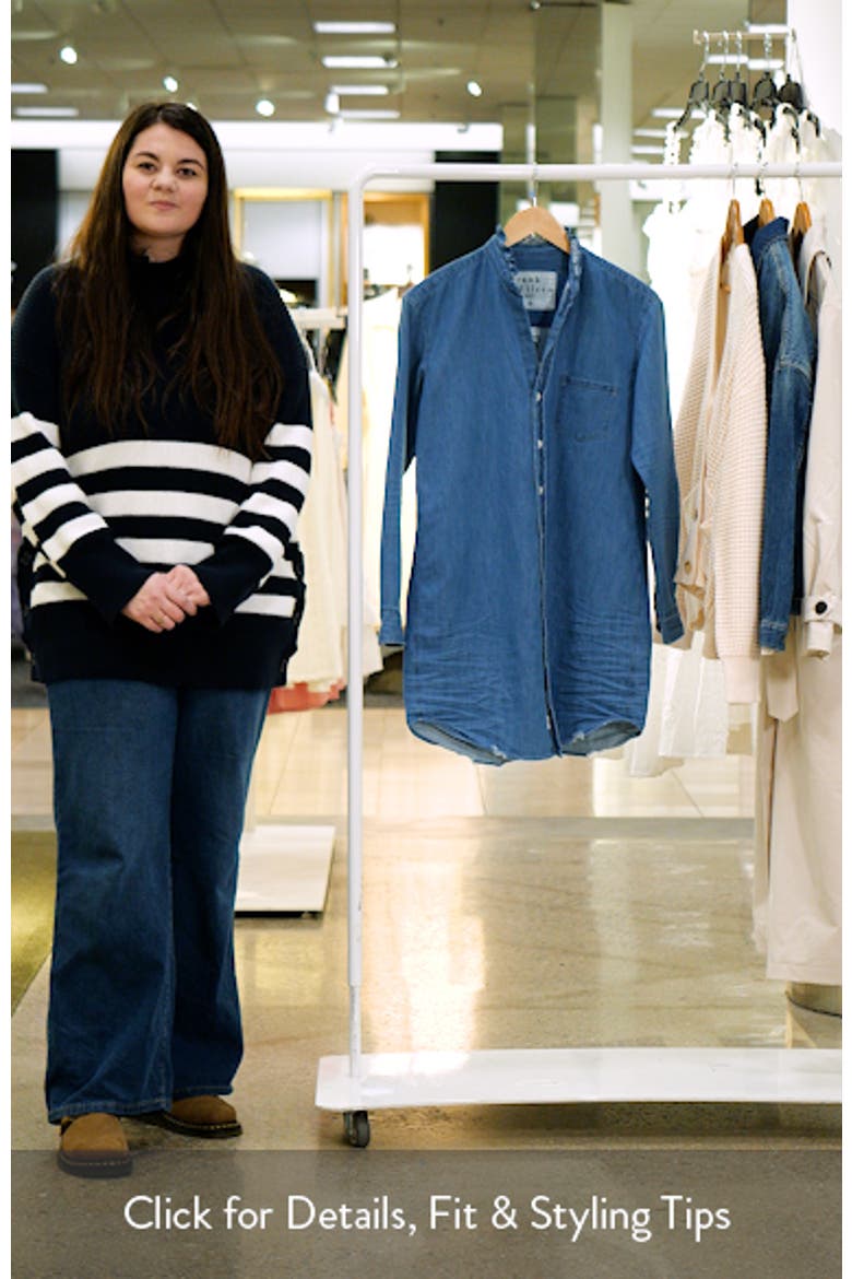 Mary Ruffle Collar Long Sleeve Denim Shirtdress video