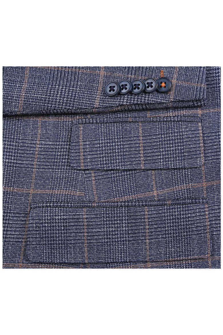 Trim Fit Plaid Double Breasted Flat Front Suit, Alternate, color, BLUE