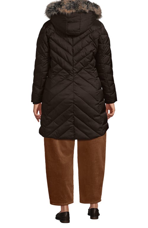 Lands' End Plus Size Featherfree Cozy Fleece Lined Winter Coat In Brown