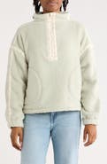 Thread & Supply Corduroy Trim Faux Shearling Half Zip Pullover