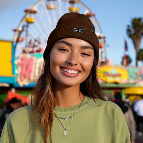 Dalix Butterfly Beanie In Brown