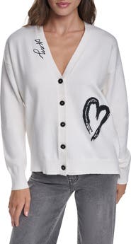 DKNY Heart Brushstroke Cardigan