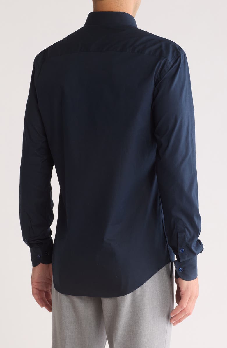 Armani Collezioni Solid Stretch Cotton Twill Dress Shirt, Alternate, color, Solid Blue Navy