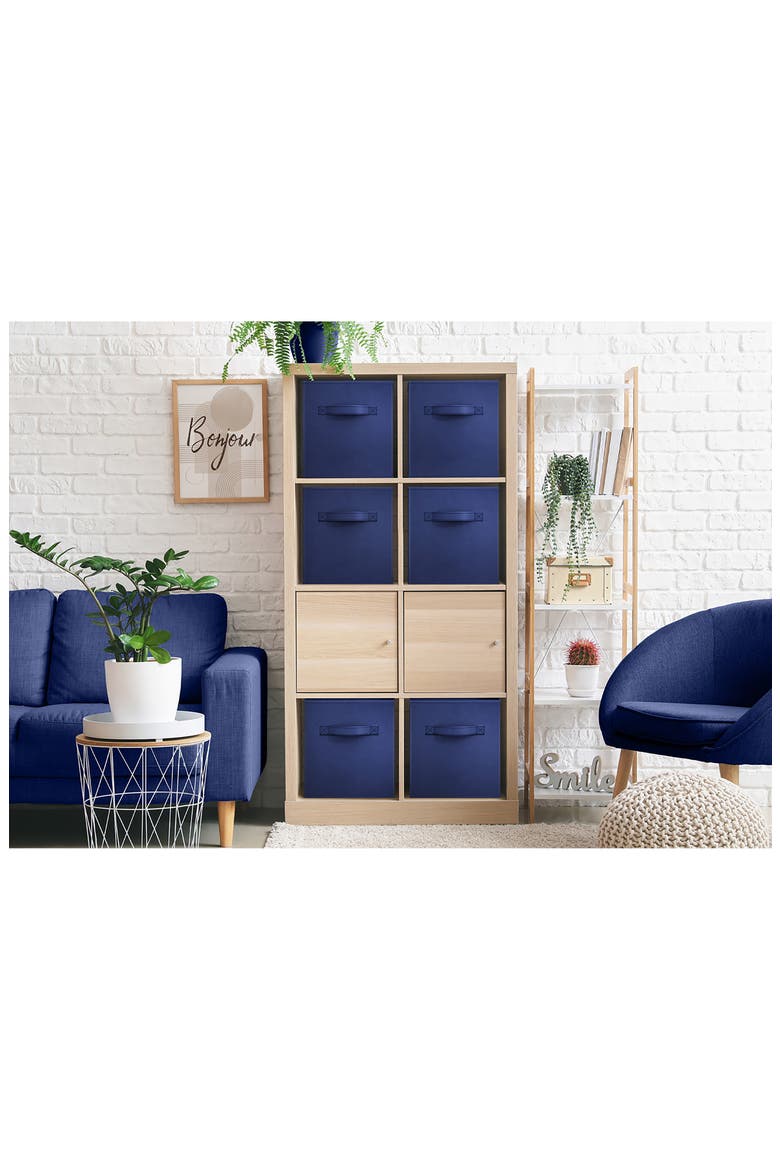 8-Piece Foldable Cube Bins, Alternate, color, NAVY BLUE