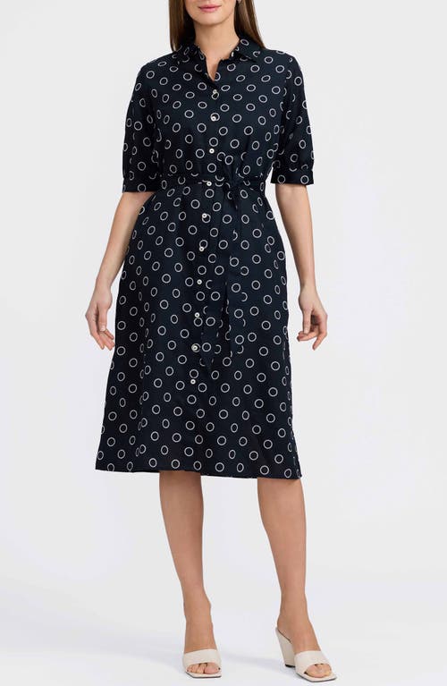Foxcroft Esther Circle Print Cotton Shirtdress In Black/white