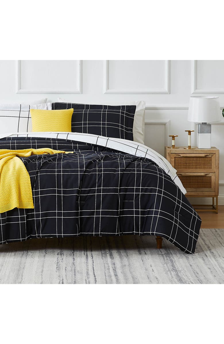 SOUTHSHORE FINE LINENS Urban Grid 5-Piece Bedding Set, Alternate, color, Black
