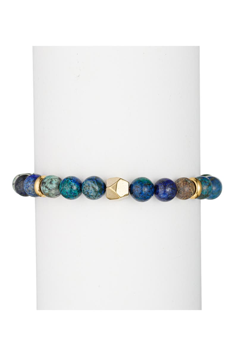 EYE CANDY LOS ANGELES Men's Luca Agate Beaded Slide Bracelet, Alternate, color, Gold