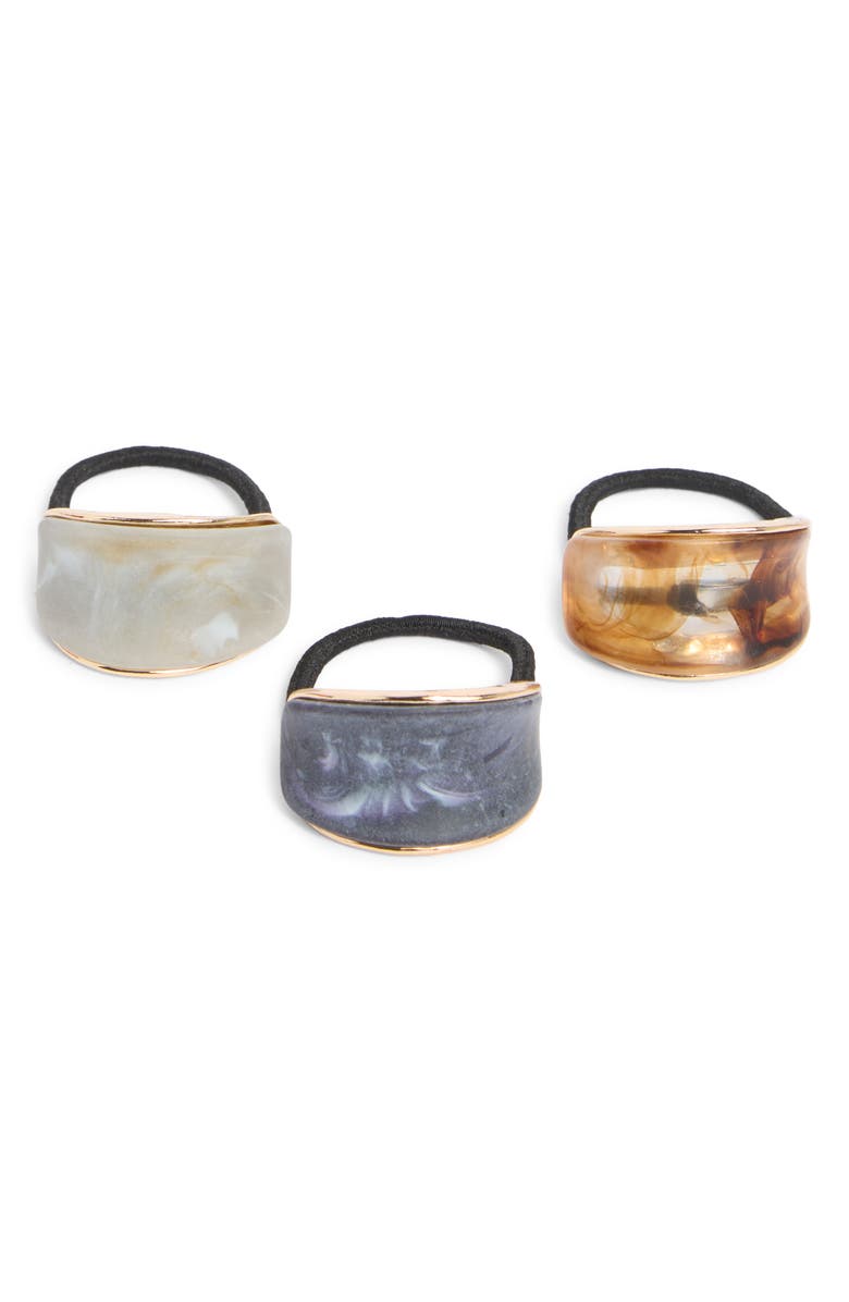 Tasha Assorted 3-Pack Resin Cuff Ponytail Holder, Main, color, Blue Multi