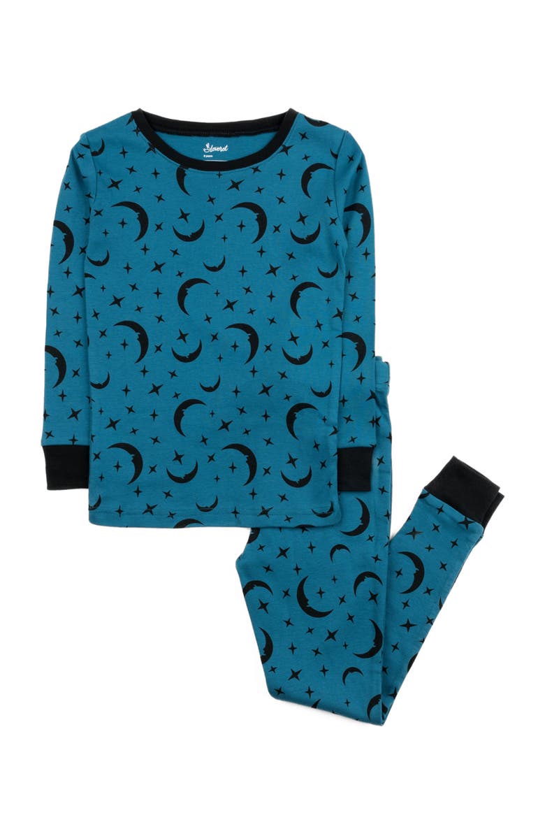 Leveret Kids Two-Piece Cotton Printed Matching Family Pajamas, Playful Graphics, Alternate, color, Moon