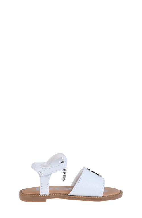 Bebe Little Girls Embossed Flat With Medallion Hardware Sandals In White