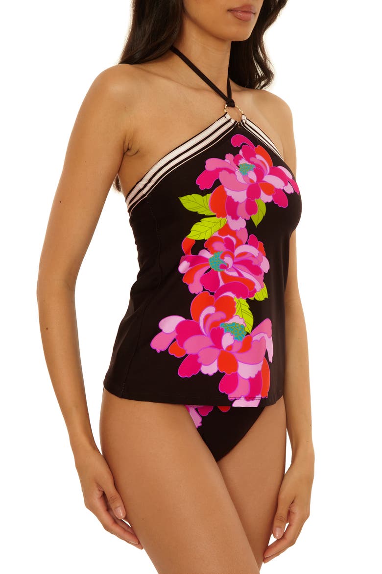Bougainvillea Reversible Halter Tankini, Alternate, color, BLACK MULTI