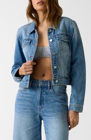 GUESS Lola Crop Denim Trucker Jacket