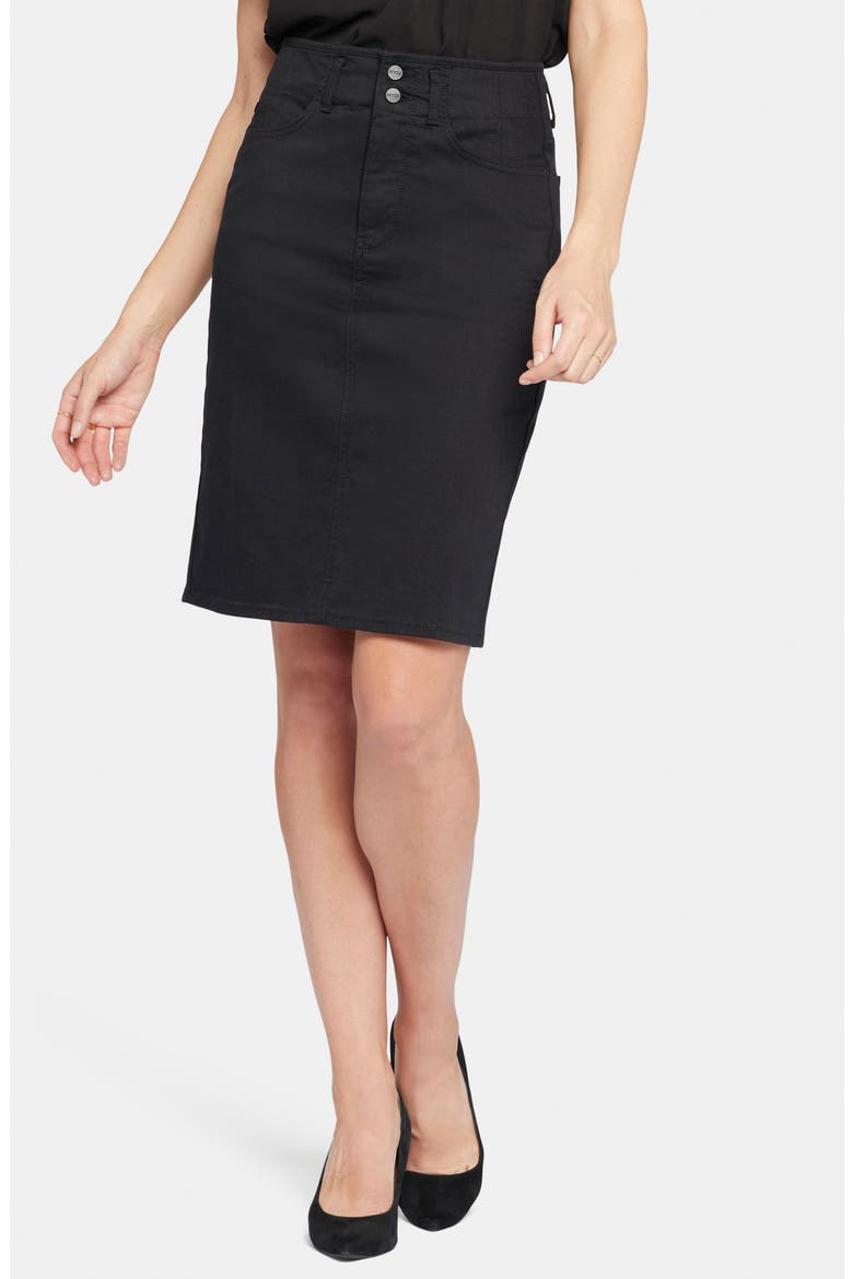 Hollywood Pencil Denim Skirt, Main, color, BLACK