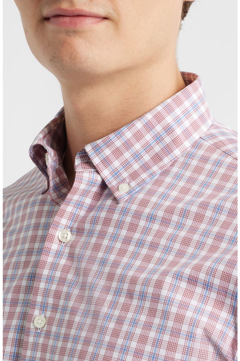Brantley Plaid Performance Button-Down Shirt, Alternate, color, MALIBU RED
