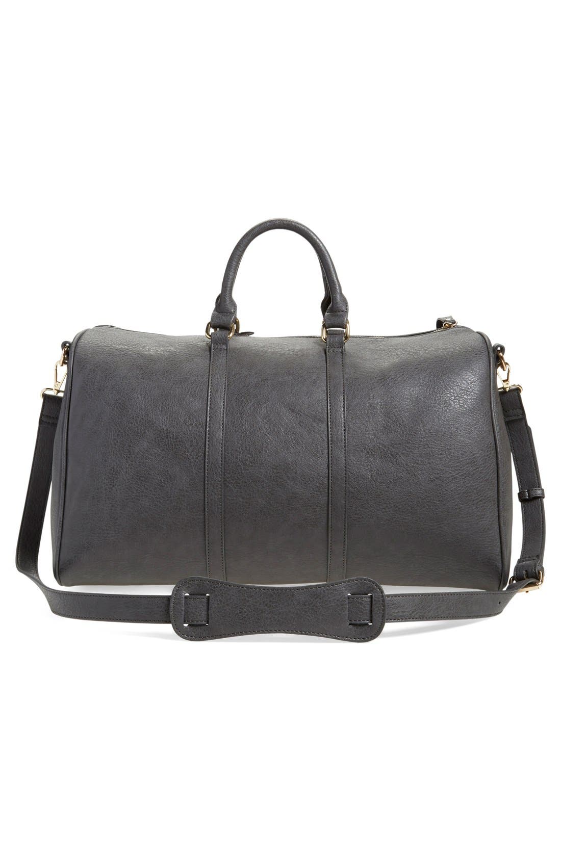 Cassidy Faux Leather Duffle Bag, Alternate, color, GREY FORGED