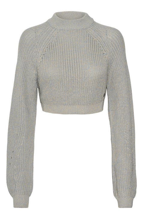 Frankie Long Sleeve High Neck Knit Crop Sweater