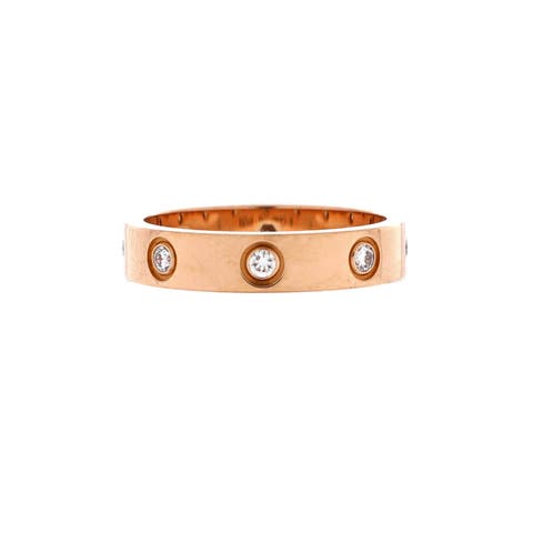 Love Wedding Band 8 Diamonds Ring 18K Rose Gold with Diamonds