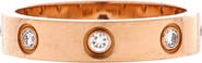 Pre-Owned Cartier Love Wedding Band 8 Diamonds Ring 18K Rose Gold with Diamonds