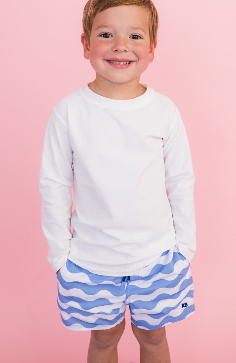 RuggedButts Kids' Print UPF 50+ Swim Trunks, Alternate, color, Blue