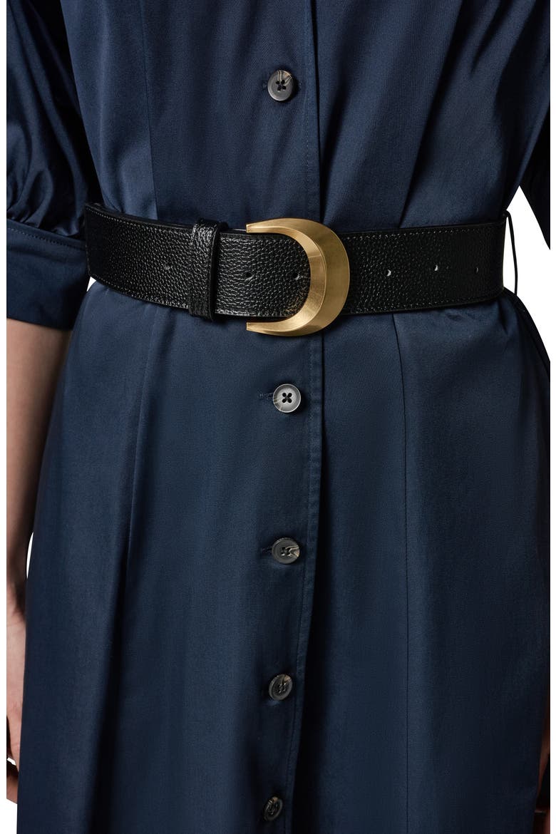 Belted Stretch Cotton Midi Shirtdress, Alternate, color, NIGHT SKY