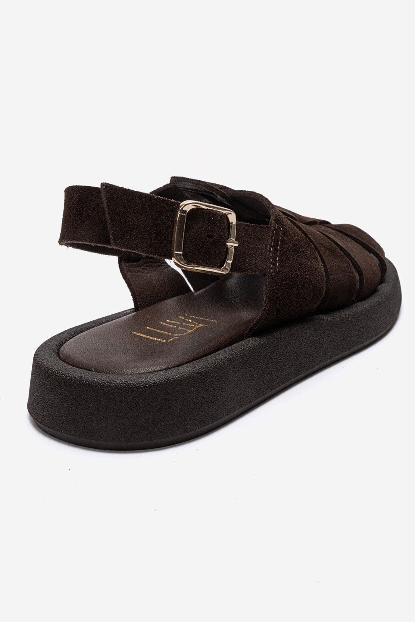 Joura Leather Sandal, Alternate, color, Brown Suede