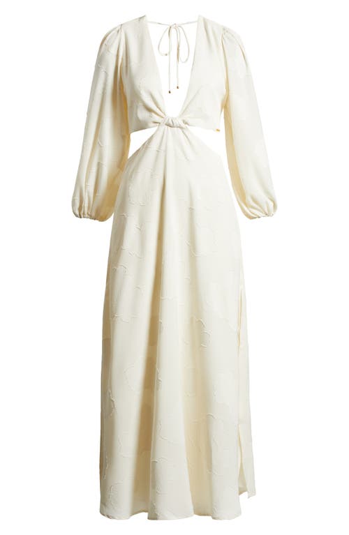 Boamar Bianca Balloon Sleeve Cutout Cover-up Maxi Dress In Off White