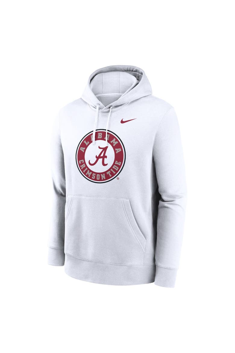 Men's Nike White Alabama Crimson Tide Primetime Alternate Logo Club Fleece Pullover Hoodie, Alternate, color, White