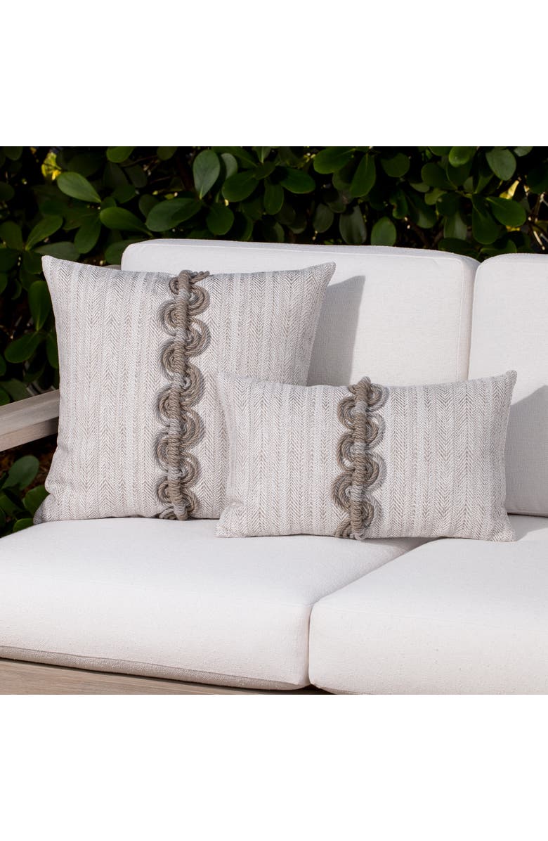 Elaine Smith Dressage Pebble Hand Macrame Indoor & Outdoor Woven Accent Pillow, Alternate, color, Pebble