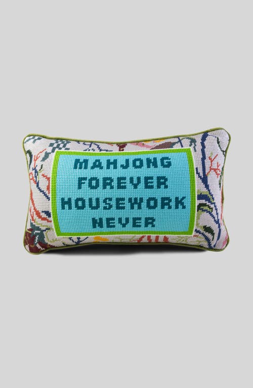 Furbish Mahjong Needlepoint Pillow In Multi