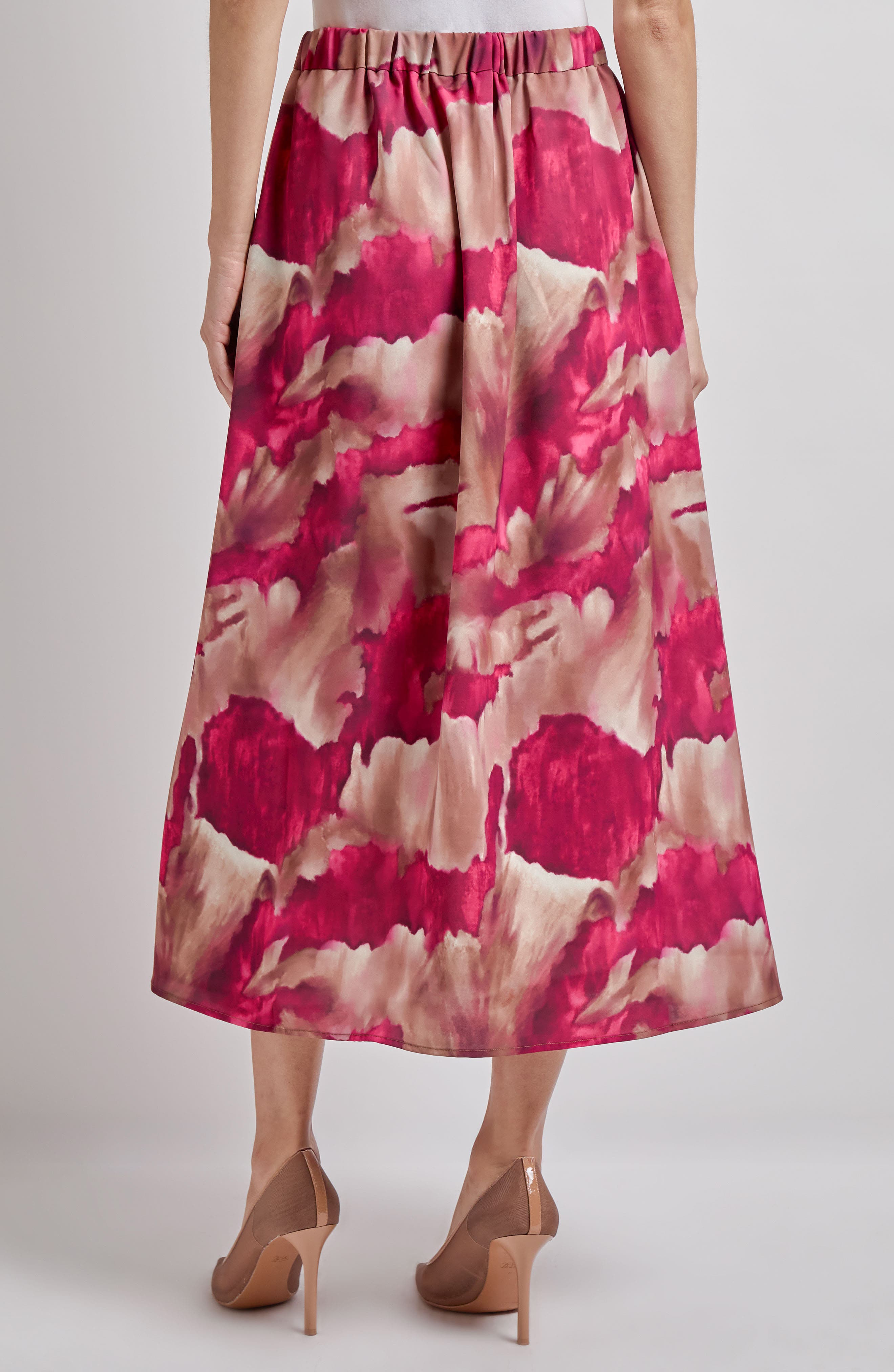 Watercolor Print Midi Skirt - image 2