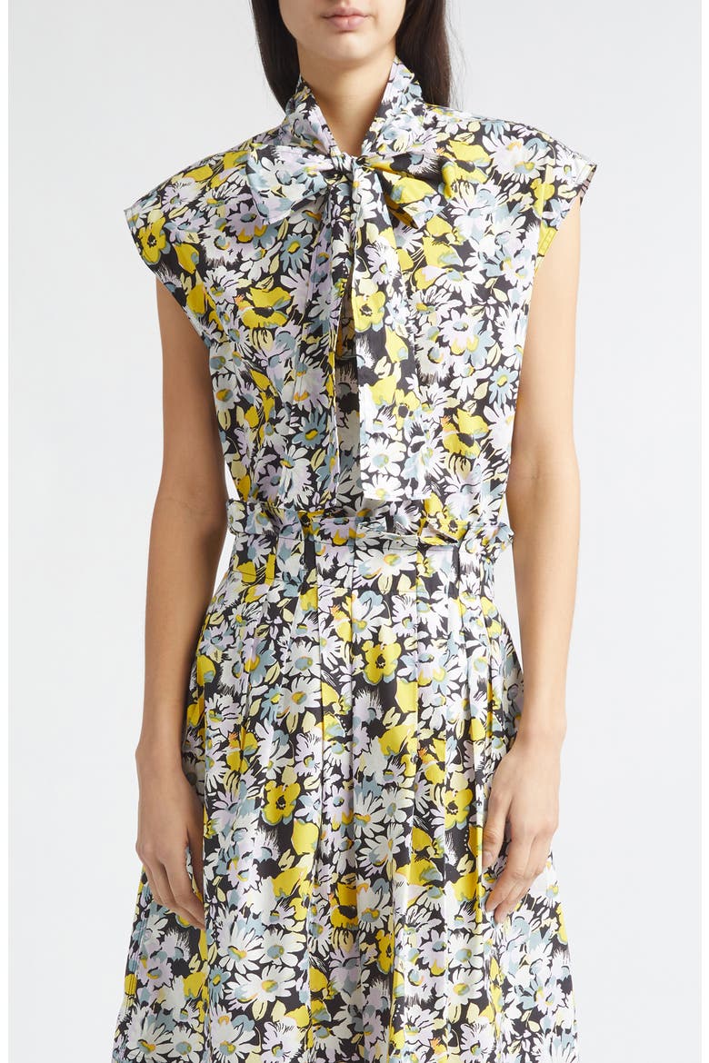 Pop Flowers Print Cotton Bow Top, Main, color, PFY56 MAIZE